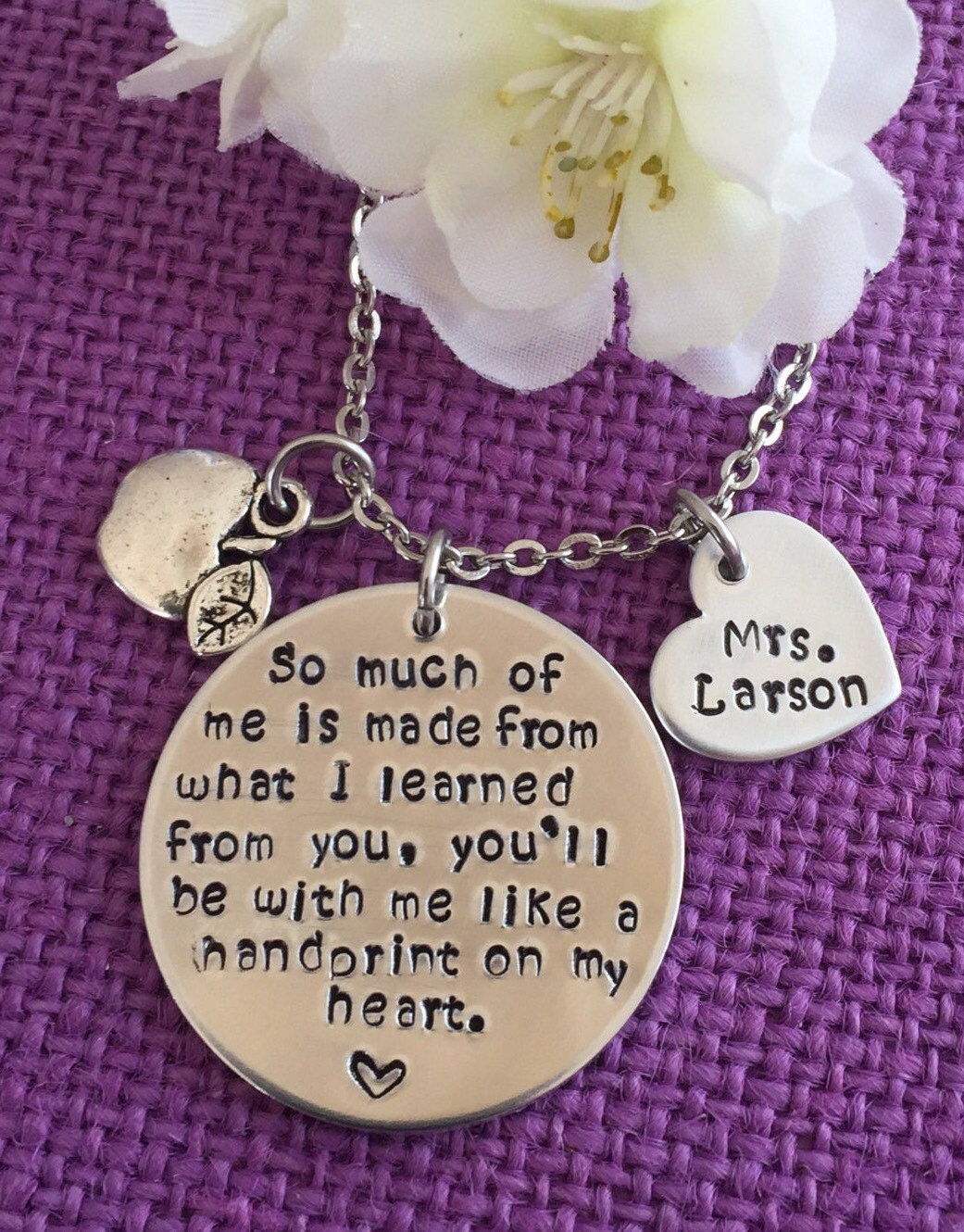 Personalized Teacher Necklace Teacher Gift by CustomLockets480