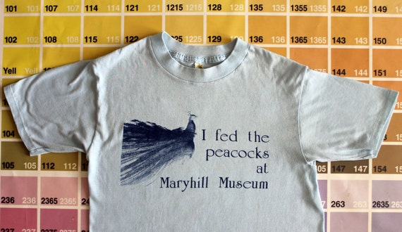 Vintage 1980s Maryhill Museum Washington peacock t shirt | | | | | small soft thin baby blue 80s t shirt