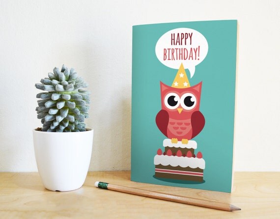 Birthday Card Printable with Owl Happy Birthday Birthday