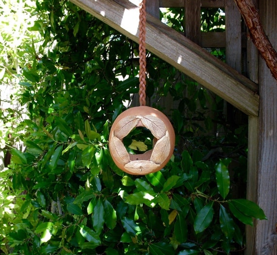Clay Hanging Bird Feeder Small Two Sided Birdfeeder by SallysClay