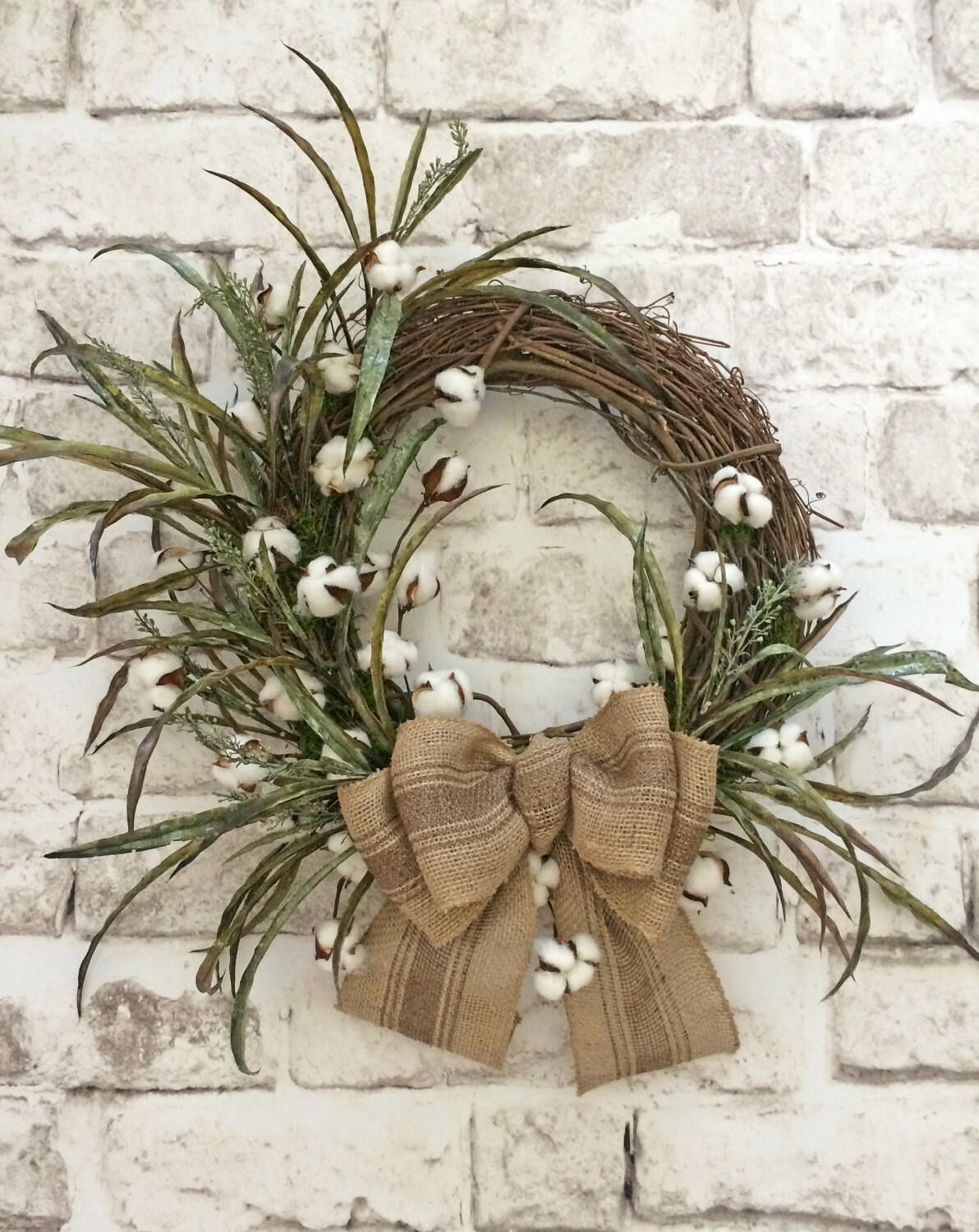 Cotton Wreath Cotton Boll Wreath Summer by AdorabellaWreaths