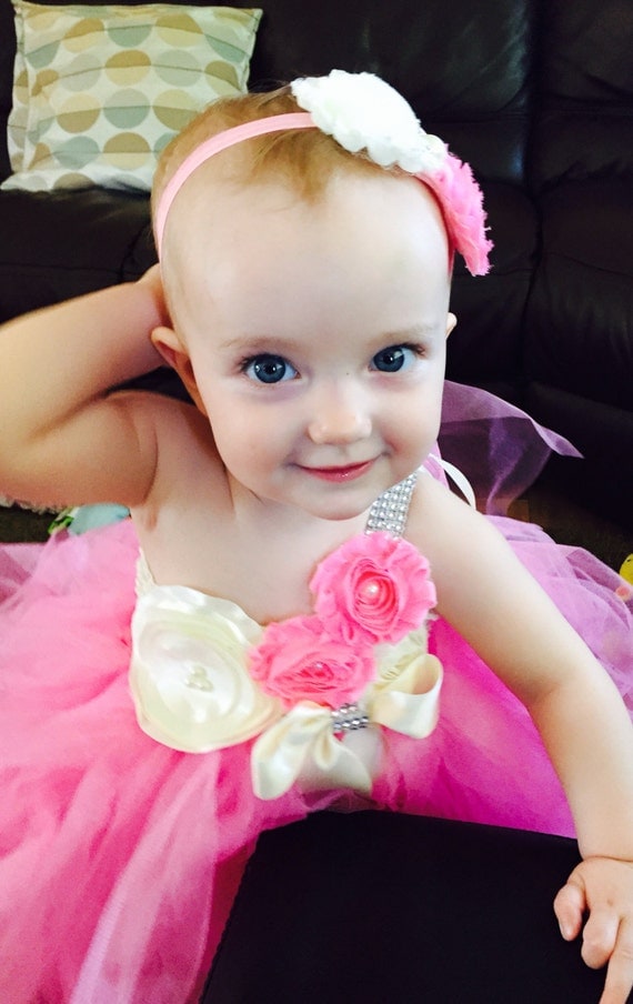 Beautiful Pink and Ivory Tutu Dress Babies by ClassySassyElegance