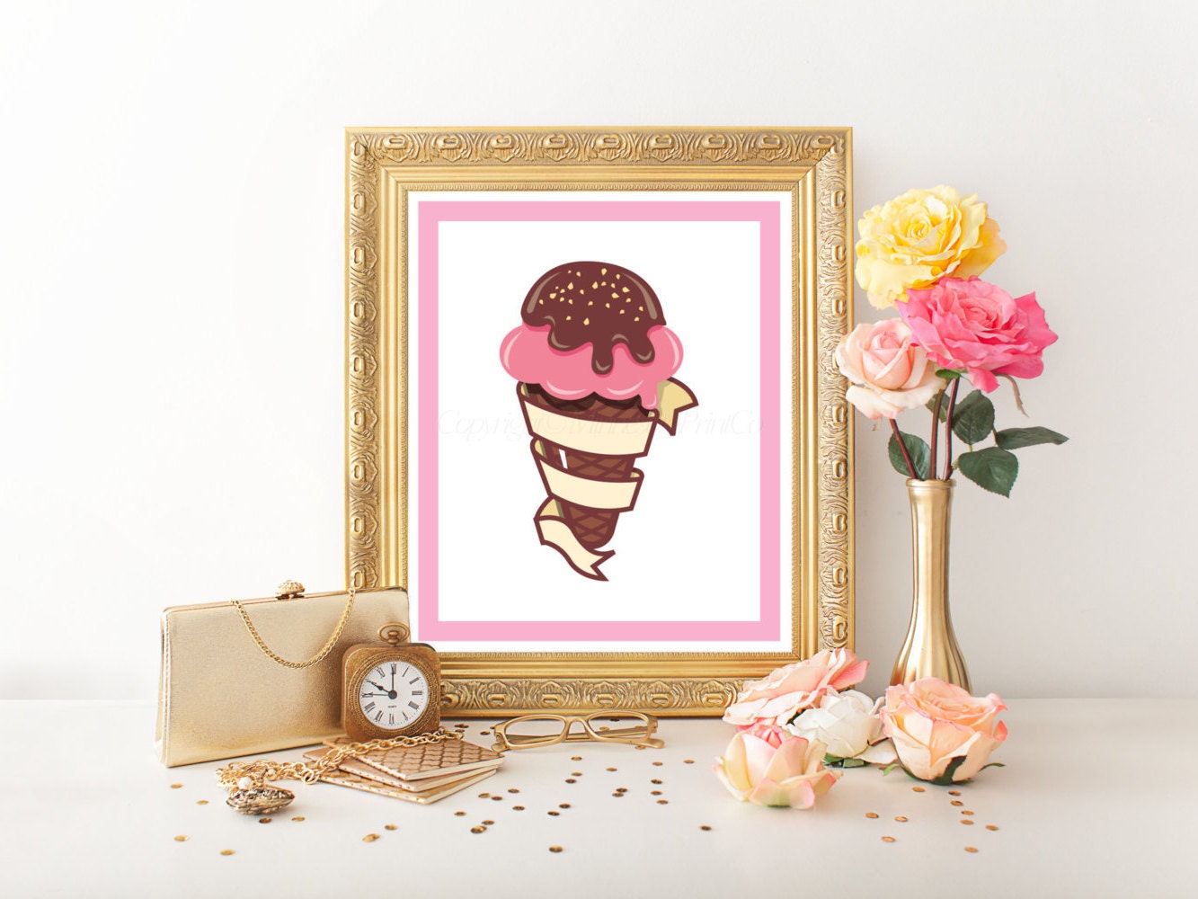 Ice Cream Printable Ice Cream Sundae Ice Cream Digital