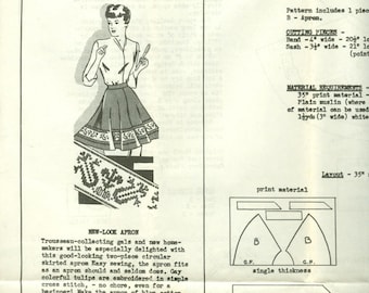 Circular Skirt Apron with Tulip Cross Stitch Border Transfer - Vintage Needlecraft Corner Mail Order Sewing Pattern 5798