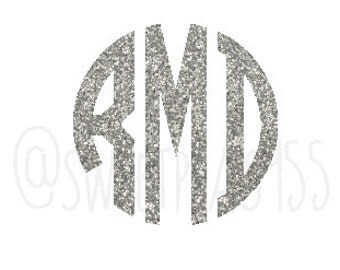 Glitter Monogram Decal, Vinyl Decal, Glitter Decal, Personalized Sticker
