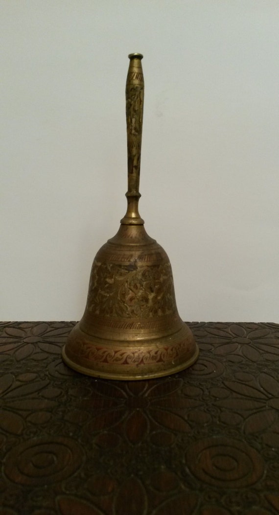 SALE Vintage Etched Brass Bell Made in India by VintageSweetBaboo