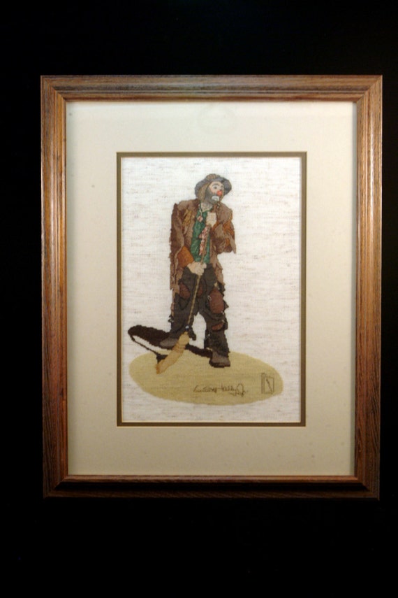 Emmett Kelly Jr. Framed Art Petite Point by GoodmansInteriors