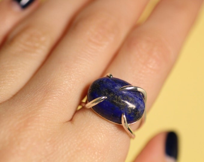 lapis lazuli ring - gold ring - silver ring - interesting ring - natural stone ring - blue stone ring - gift for her