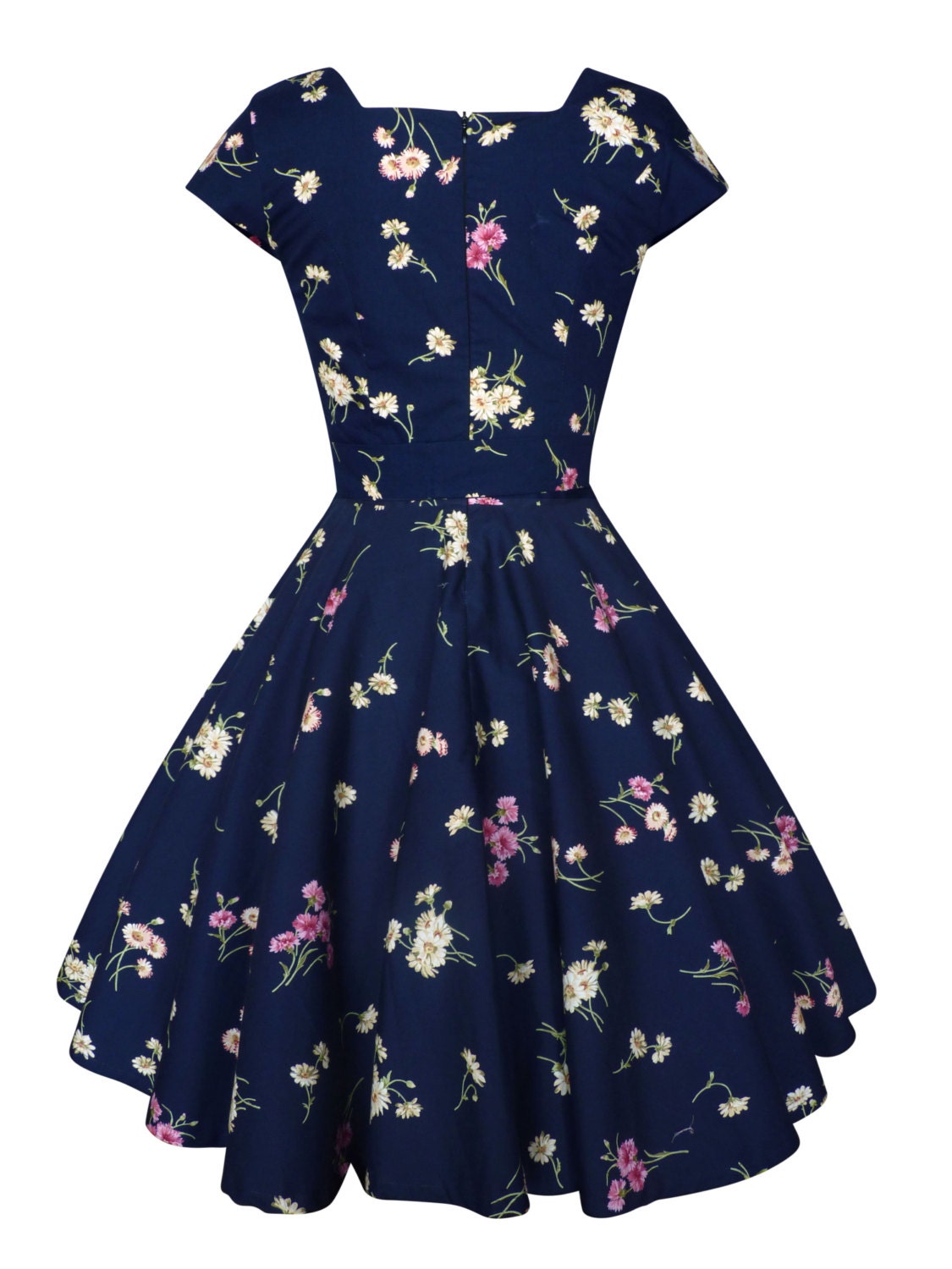 Swing Dress Summer Dress Anna Navy Daisy Floral Flower Dress