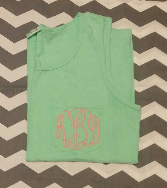 Left Chest Monogram Comfort Colors Tank top by SimplySewPrecious