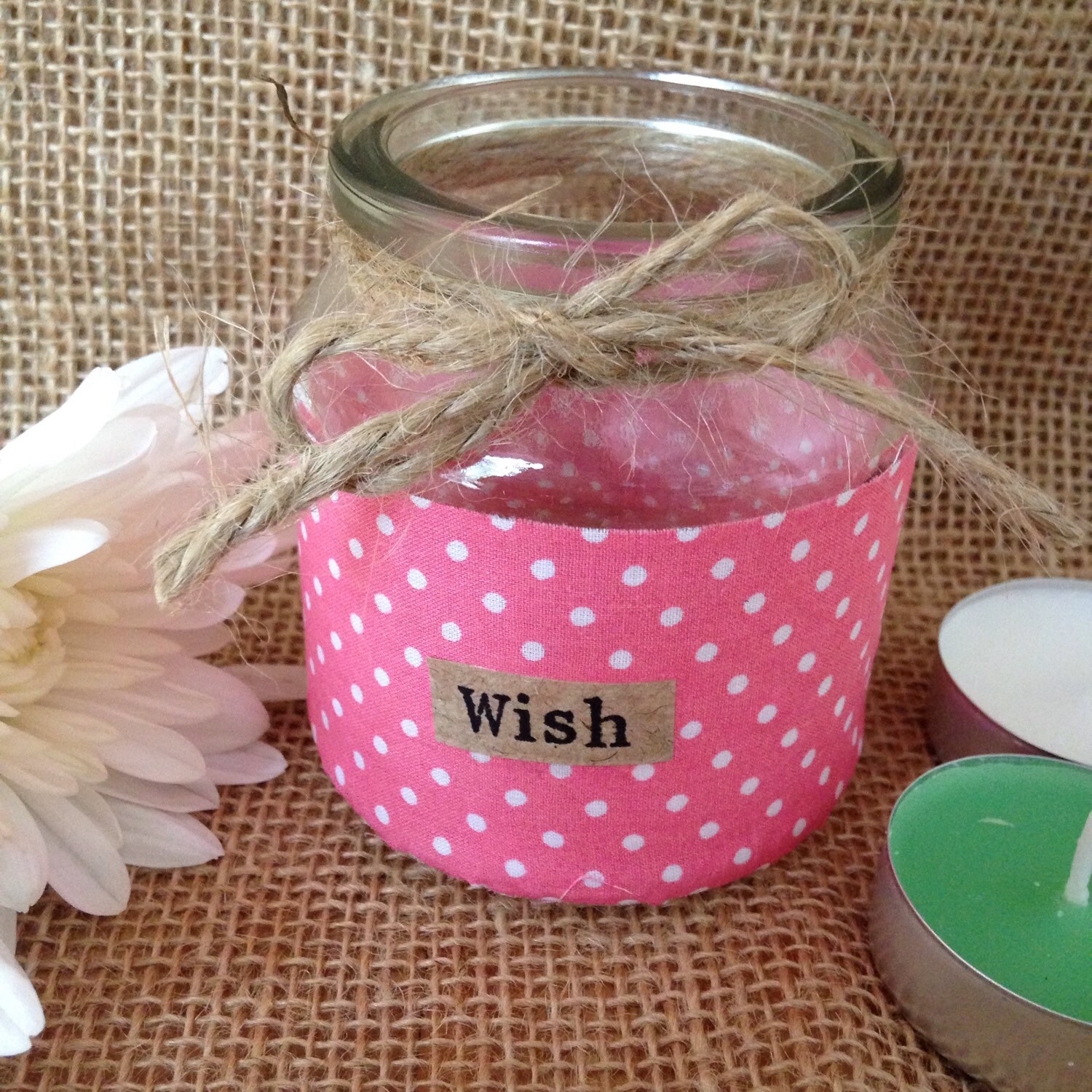 Handmade Shabby Chic Rustic Glass Jar Tea Light by MakeLifeVintage