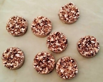 Metallic Rose gold chunky 12mm faux druzy Cabochons 10 pcs (C1:4-213)