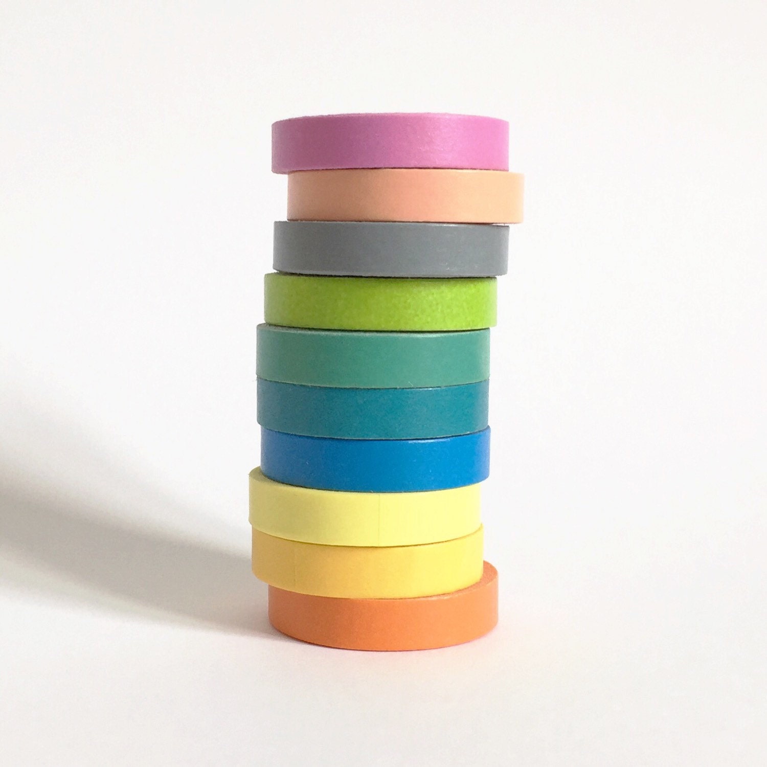 SALE Thin Washi Tape Set of 10 masking tapes in rainbow