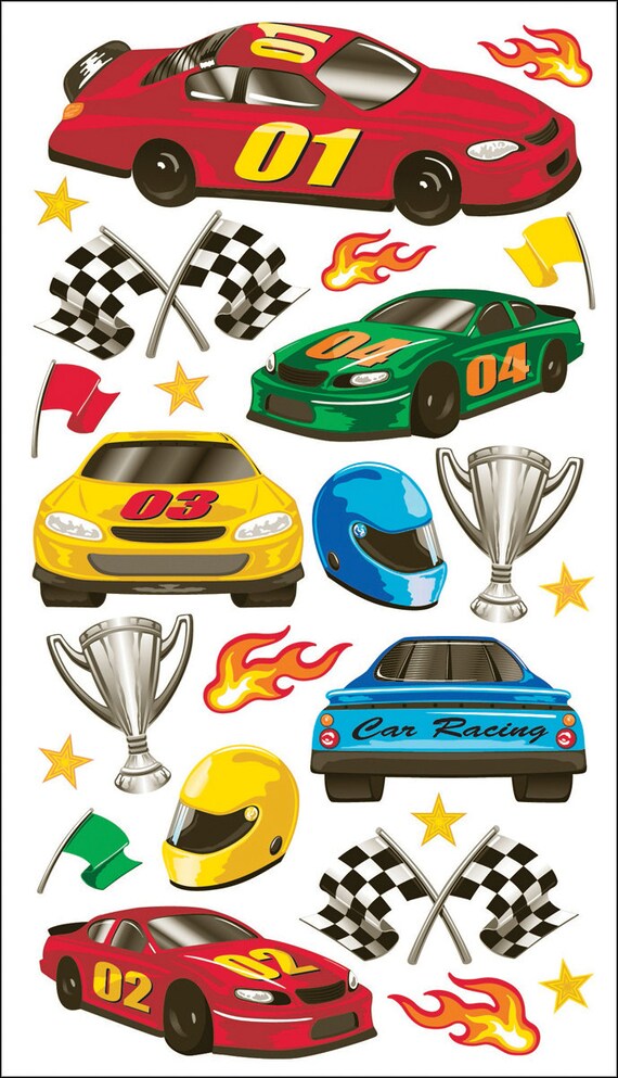 Sticko Scrapbooking Stickers Race Cars by MyStickerCollections