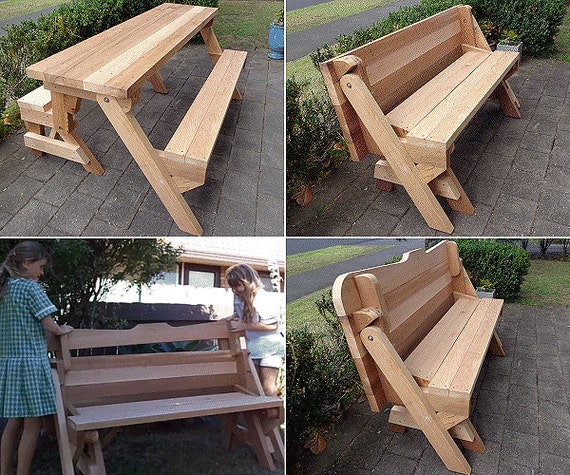 One piece folding bench and picnic table plans ...