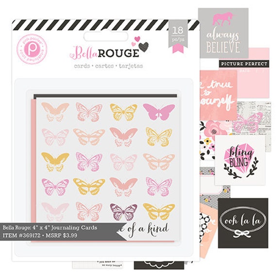 תוצאת תמונה עבור ‪Pink Paislee - Bella Rouge Collection - 4 x 4 Journaling Cards‬‏