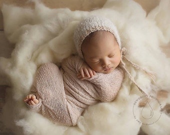 Simply Fluff - Natural Cream Colored Wool Batting - Newborn Photography Prop - Cloud Layer - Basket Stuffer