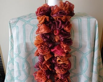 Knit hat and scarf using Bernat Boa yarn by TealRibbonsCrafts