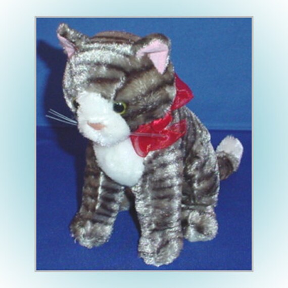 stuffed grey tabby cat