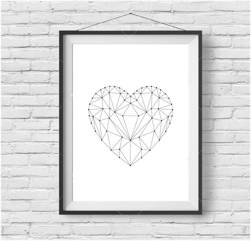 Printable Art Love Heart Print Love Heart Art Polygon Love