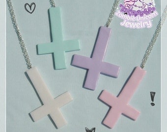 Pastel goth inverted crosses