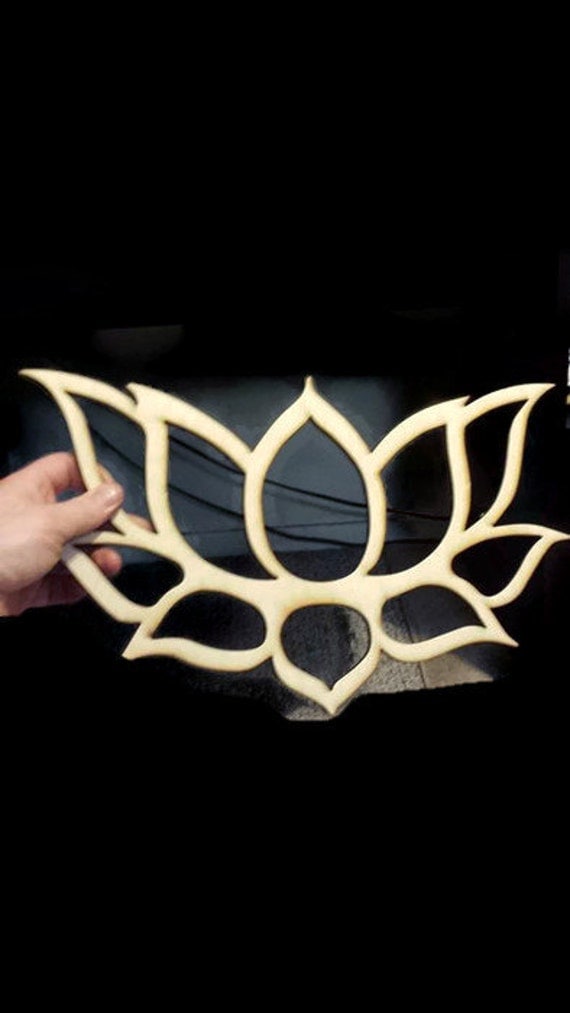 Laser cut wood Wall Art Lotus Flower 14.75 x 9 FREE by LessEgo