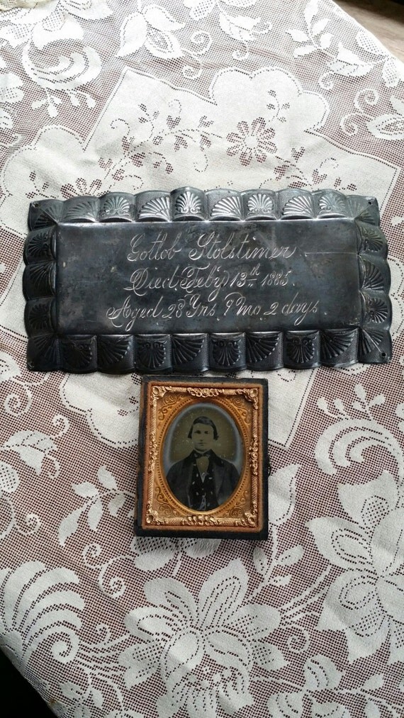 Super RARE Victorian casket plate plaque with by WeepingWidow