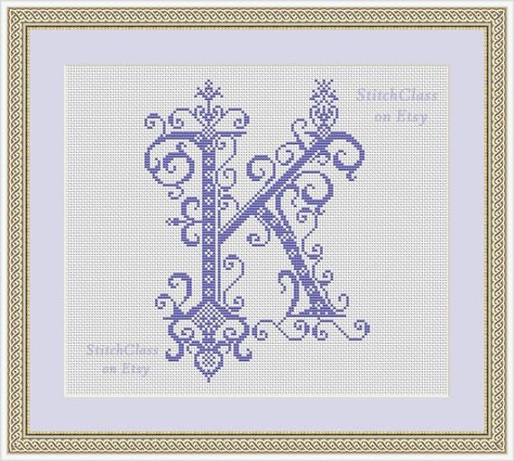 Counted Cross Stitch Pattern PDF Monogram Letter K by ...