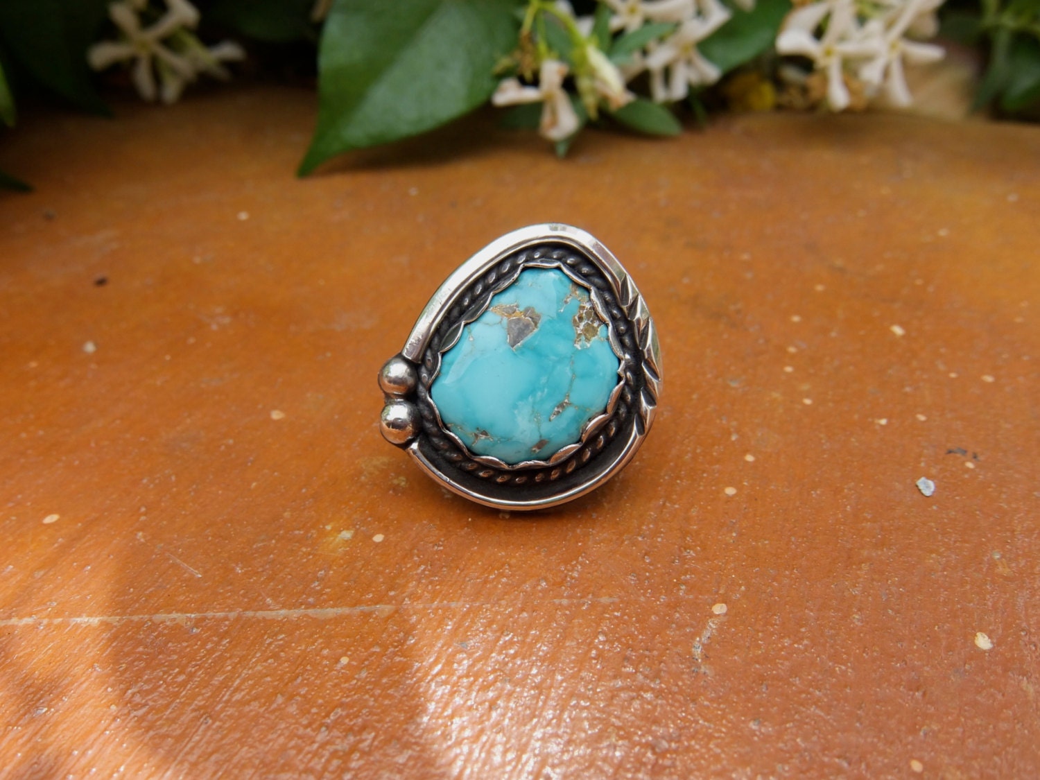 Royston Turquoise Ring. Sterling Silver and by MojaveMoonJewelry