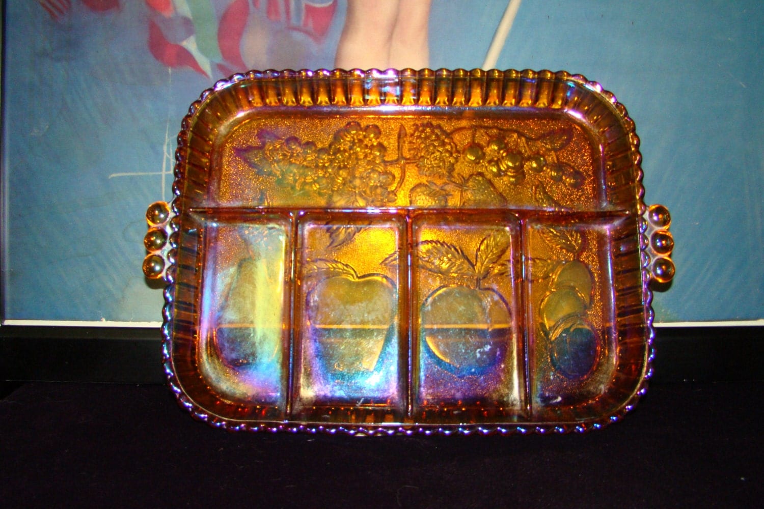 carnival glass serving tray by SBJunkandStuff on Etsy