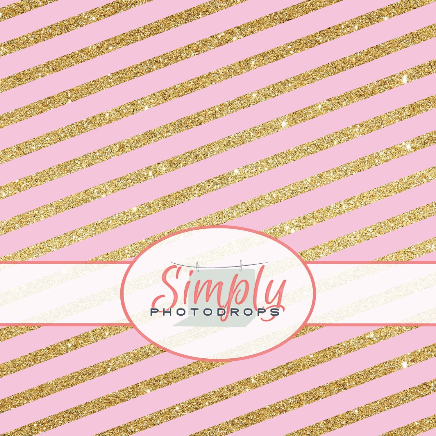 PINK with GOLD GLITTER Stripes Damask vinyl Photography
