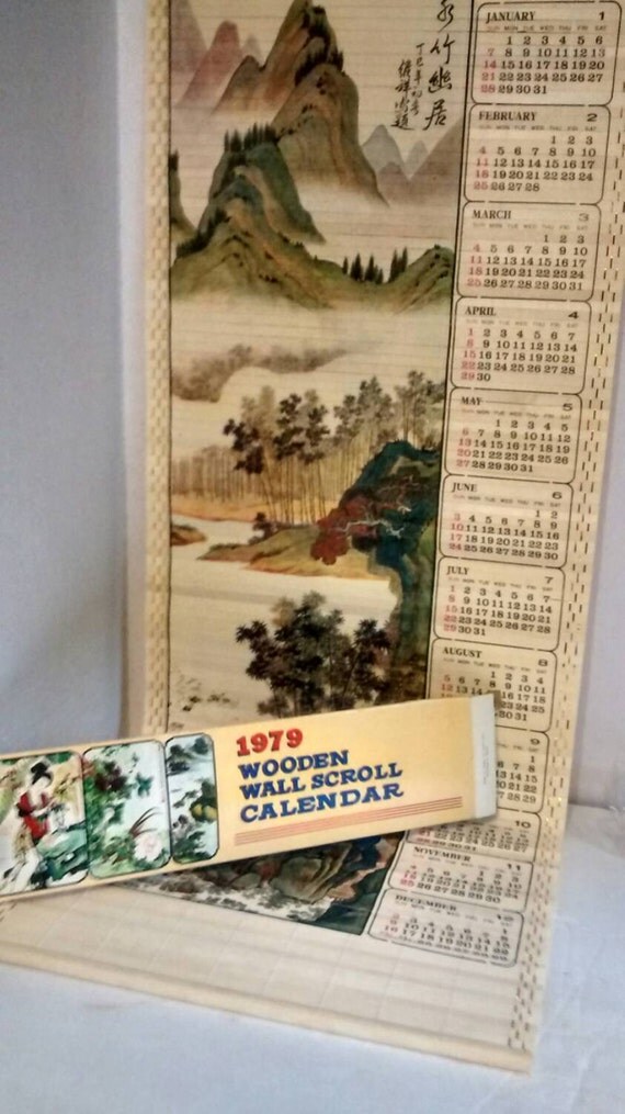 FREE SHIPPING 1979 Wooden Wall Scroll Calendar by PoshThrowback