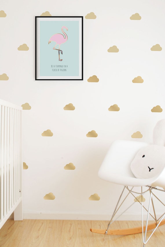 Gold clouds wall vinyl stickers / decals