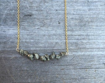 Pyrite Nugget Necklace - Pyrite Necklace - Gold Necklace - Petite Necklace - Bridesmaid Necklace - Gold Pyrite