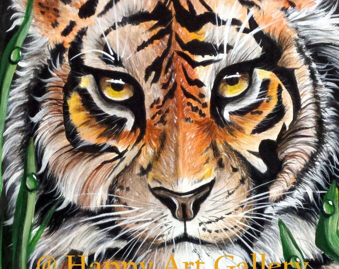 Tiger- Original gorgeous Wildlife Painting tiger beautiful wild majestic animal bright african jungle painting nature wall decor Gift Idea