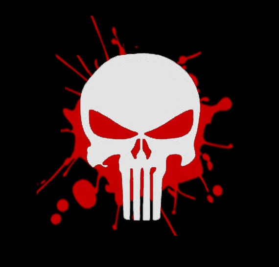 Punisher Skull with Outline Splatter Decal Vinyl Sticker