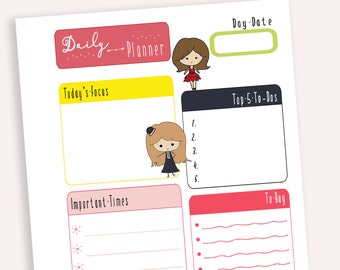 Filofax PERSONAL Illustrated Adorable Daily Planner Refills Inserts (Ellemon Girls Collection)
