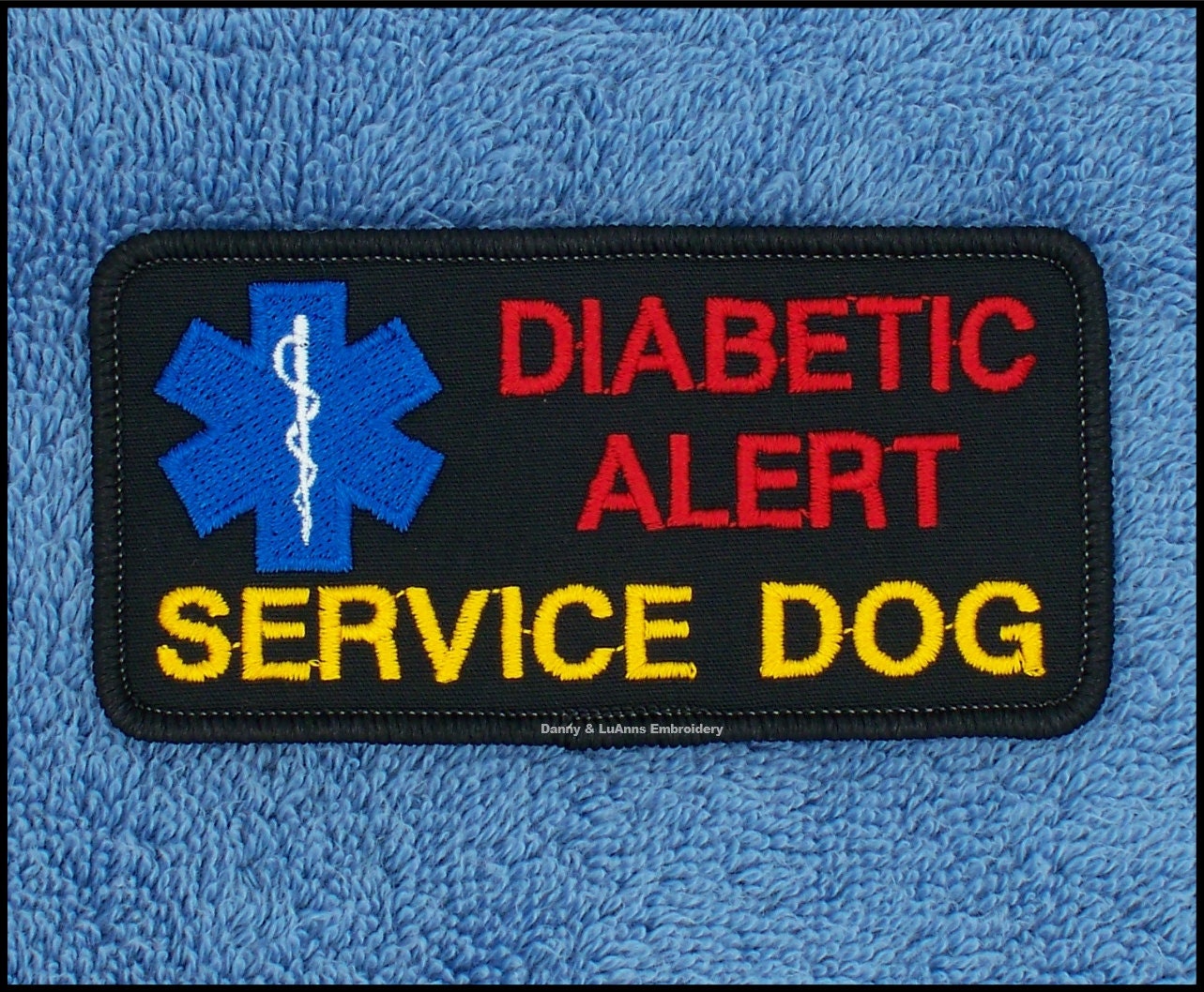 Diabetic Alert Service Dog Patch Size 2x4 inch Danny & LuAnns