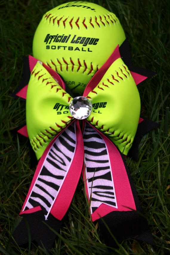 REAL SOFTBALL BOWS Hair bows made from real by UNIQUEBOWS15