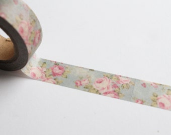 Vintage Floral washi tape, flower Gift Wrap tape, Ditsy rose craft Deco Scrapbooking decor tape, floral Planner