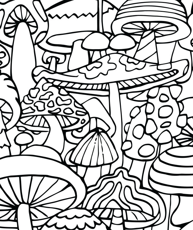 Adult Coloring Page Mushrooms Printable coloring page for