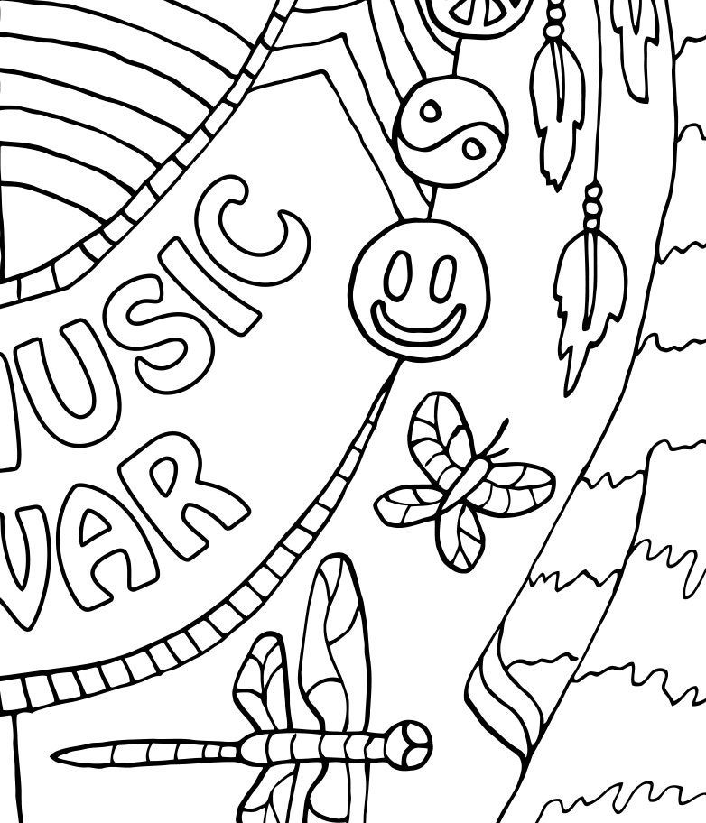 Coloring Page for Adults Make Music Printable by CandyHippie