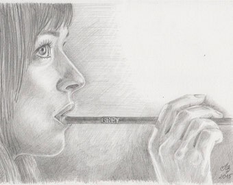 Dakota Johnson the original drawing, pencil portrait 8"X12" actress, 50 shades of grey, the Hollywood star, Anastasia Steele, drawing, art