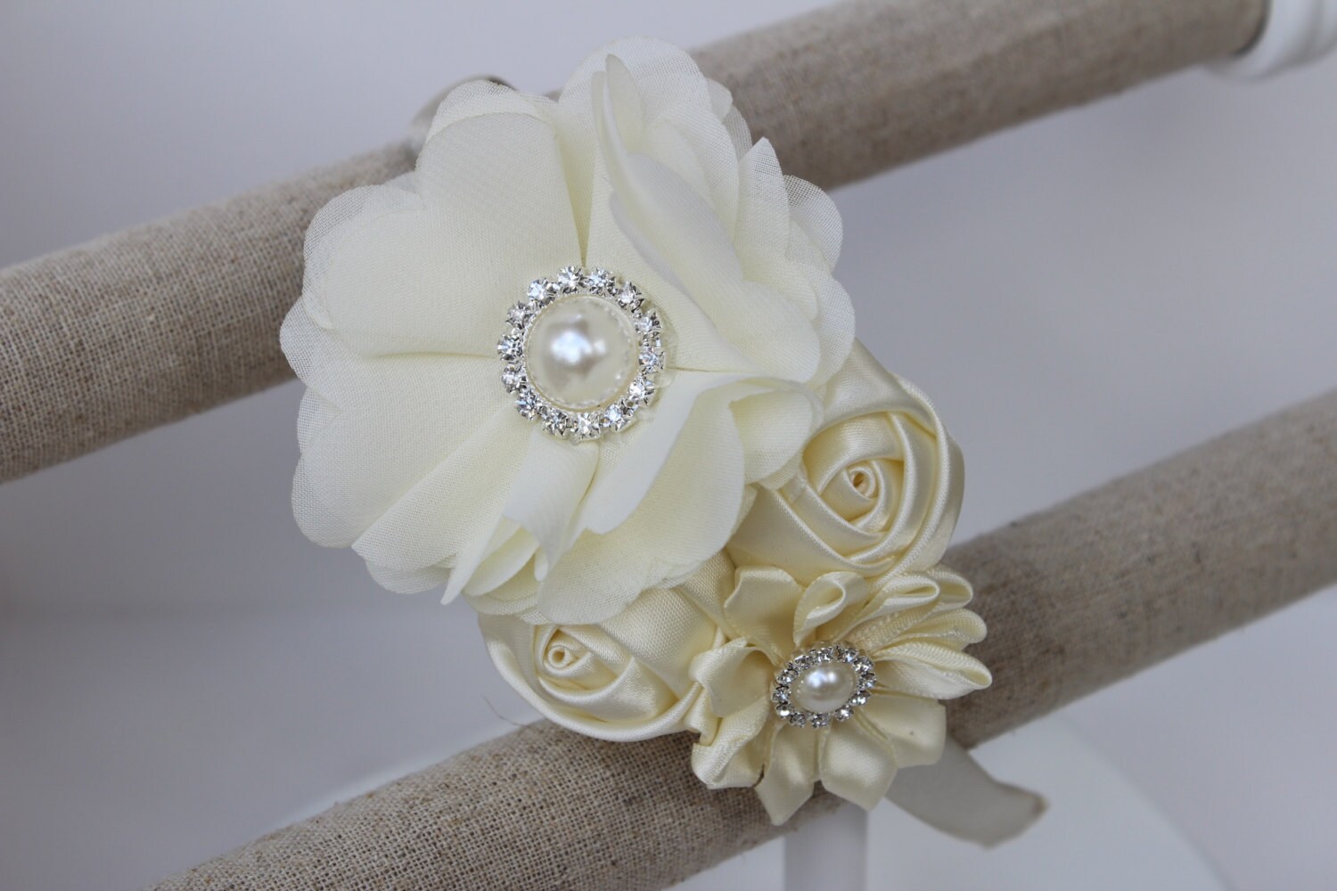 Ivory Flower girl headband ivory wedding by VioletsChicDesigns