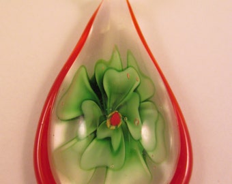 Red Teardrop Glass Pendant. Item:BC818561