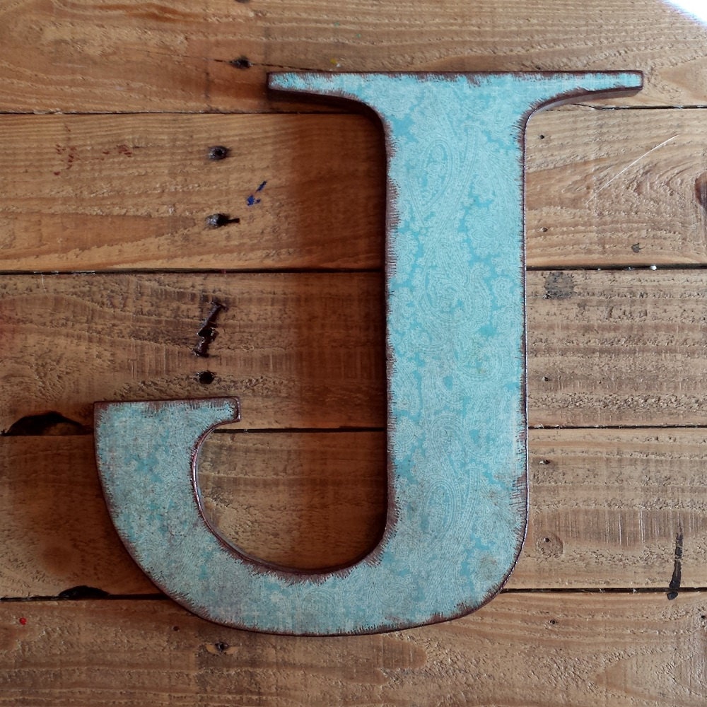 Letter J 12 Wood Letter Wall Decor Turquoise by ...