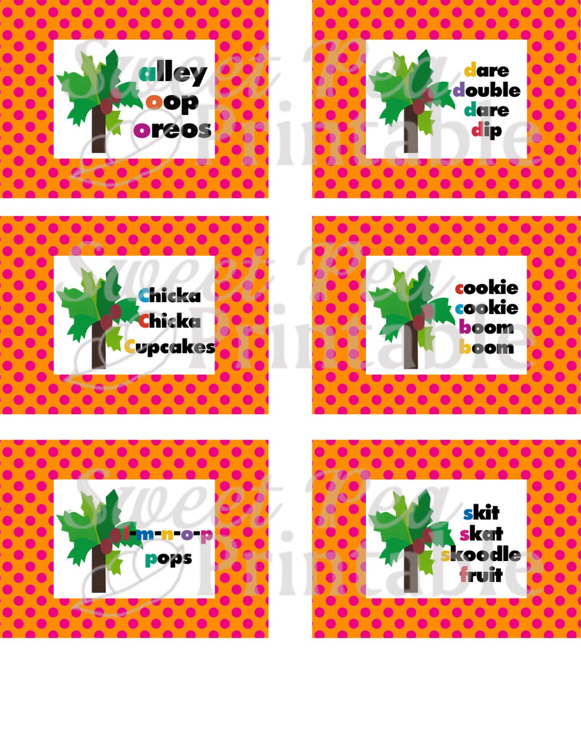 Instant Download Printable Chicka Boom Boom Inspired Food