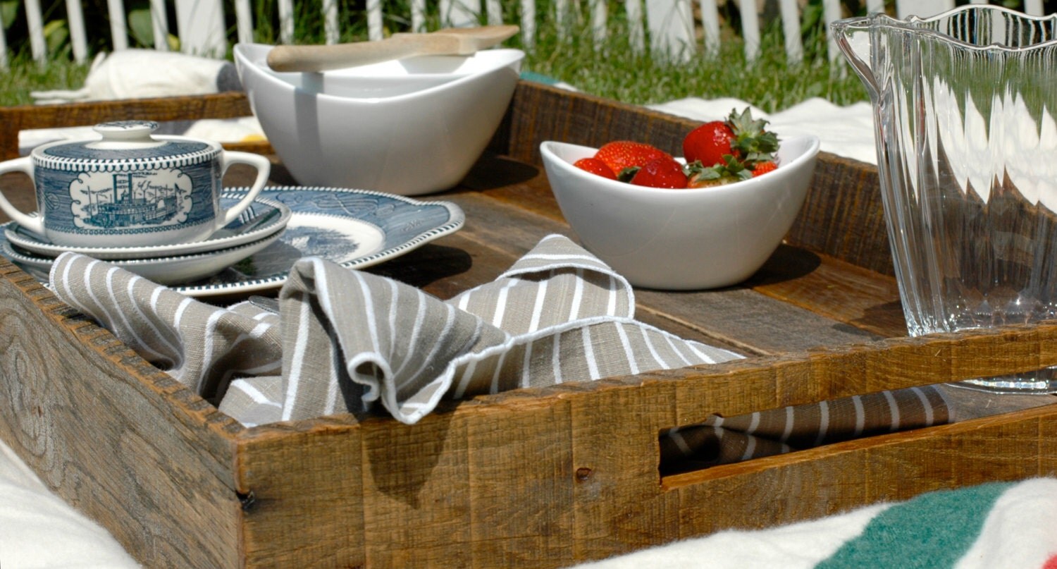 Oversized Ottoman Serving Tray Large Serving by TheWoodGarageLLC