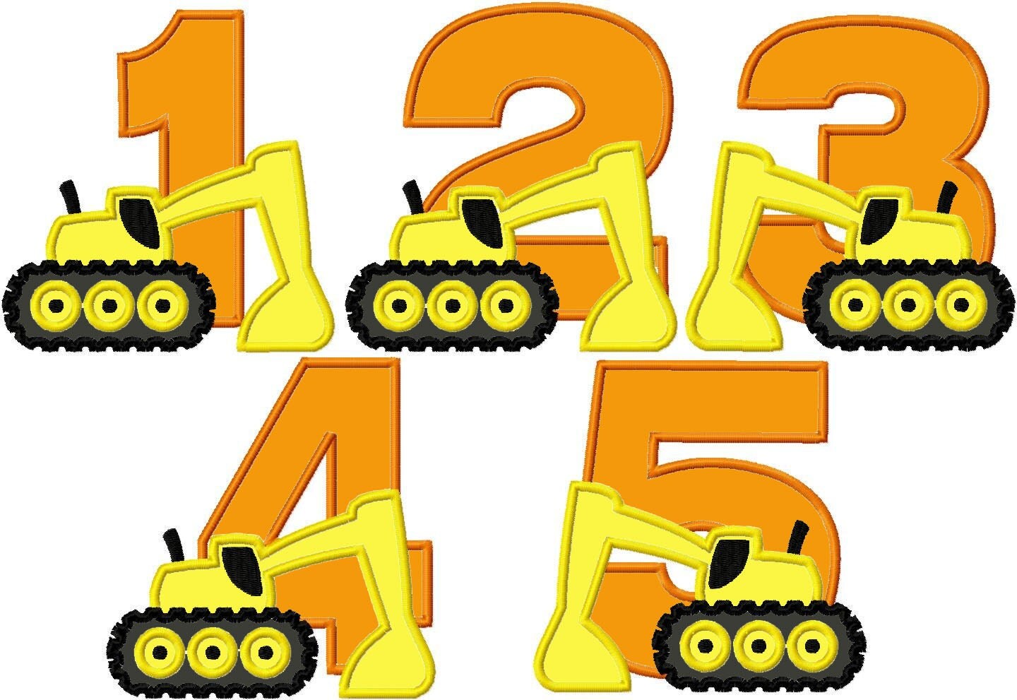 DESIGN SET Construction Excavator Birthday Numbers 15