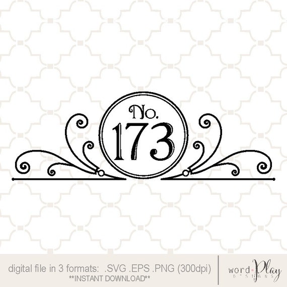 Download SVG swirl frame door sign number / digital design PNG EPS